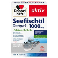 Sea fish oil omega-3, omega 3 fatty acids, Doppelherz 1000 mg UK