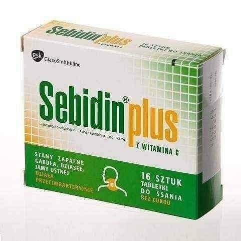 SEBIDIN Plus x 16 tabl. To suck without sugar, pharyngitis, periodontal disease, gingivitis UK