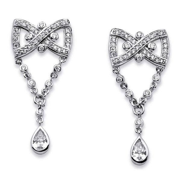 Silver bow tie earrings UK