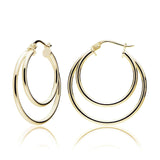 Silver High Polished Double Hoop Earrings UK