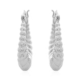 Silver Medium Ribbed Hoop Earrings UK