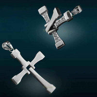 Silver necklace Fashionable Rhinestones Inlaid Cross UK