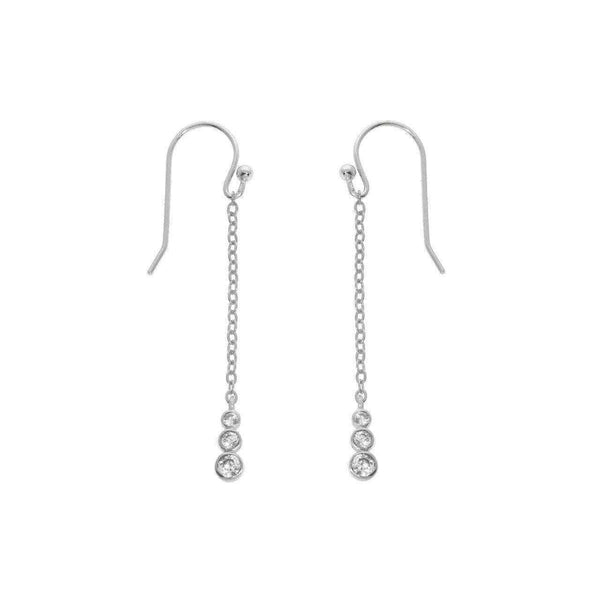 Solid Sterling Silver Bezel Drop Earrings UK