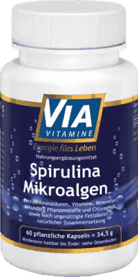 Spirulina microalgae capsules, VIAVITAMINE, phytochemicals, chlorophyll UK
