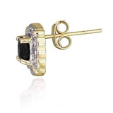 Square Solitaire Earrings - Goldtone Sapphire And Diamond Accent UK