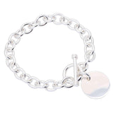 Stainless steel bracelets - Sterling Essentials Sterling Silver 7-inch Round Toggle Bracelet UK