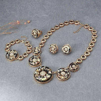 Statement Circle Gold Plated Resin Neck Lacee Earrings Bracelet Ring Jewelry Set UK