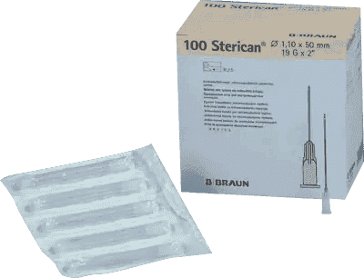 STERICAN cannulas (cannula sizes) 19 Gx2 1.1x50 mm UK