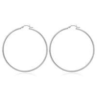 Sterling Essentials Silver 2.3-inch Classic Tube Hoop Earrings UK