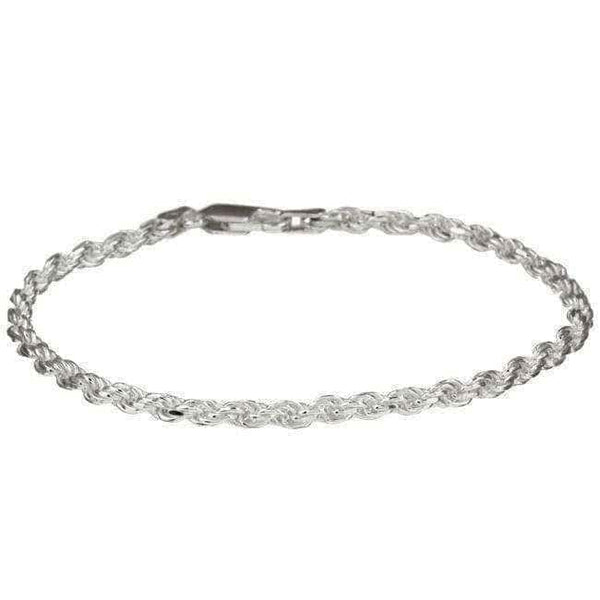 Sterling Essentials Sterling Silver 7-inch Diamond-Cut Rope Chain Bracelet (2.5mm) UK