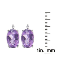 Sterling Silver 0.89ct Oval Amethyst and White Diamond Stud Earring UK