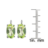 Sterling Silver 1ct Oval Peridot and White Diamond Stud Earring UK
