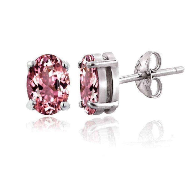Sterling Silver 1ct Pink Tourmaline Oval Stud Earrings UK