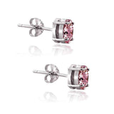 Sterling Silver 1ct Pink Tourmaline Oval Stud Earrings UK