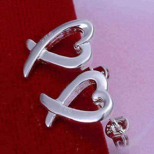 Sterling Silver Abstract Curved Heart Shaped Earring UK