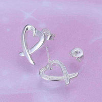 Sterling Silver Abstract Curved Heart Shaped Earring UK