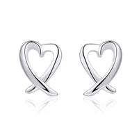 Sterling Silver Abstract Curved Heart Shaped Earring UK