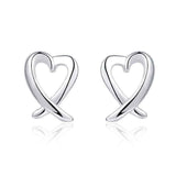 Sterling Silver Abstract Curved Heart Shaped Earring UK