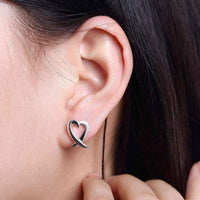 Sterling Silver Abstract Curved Heart Shaped Earring UK