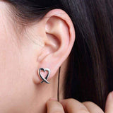 Sterling Silver Abstract Curved Heart Shaped Earring UK