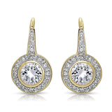 Sterling Silver Cubic Zirconia Bezel Halo Dangle Earrings UK