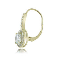 Sterling Silver Cubic Zirconia Round Leverback Earrings UK