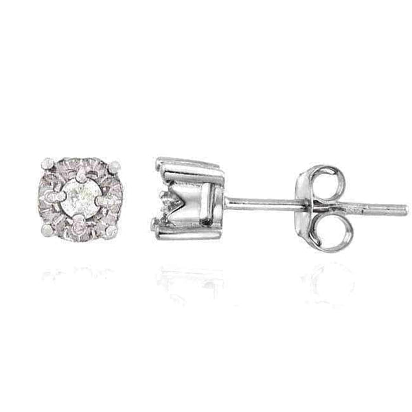 Sterling Silver Diamond Stud Earrings UK