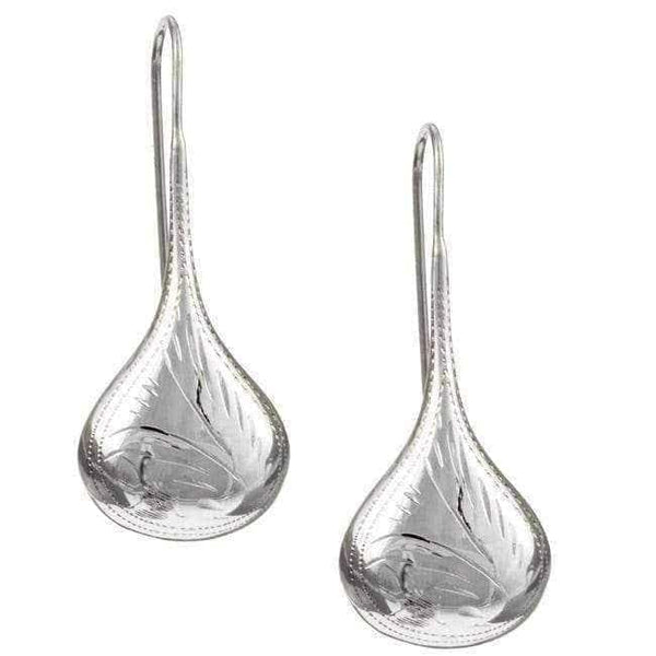Sterling Silver Engraved Teardrop Earrings UK