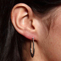 Sterling Silver Etched Scroll Hoop Earrings UK