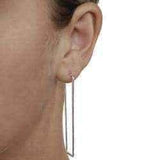 Sterling Silver Flat Rectangle Hoop Earrings UK