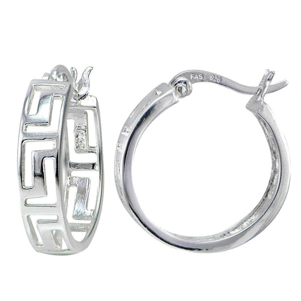 Sterling Silver Greek Key Hoop Earrings UK