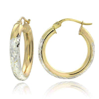 Sterling Silver High Polish Diamond Cut 20 mm Hoop Earrings (3mm) UK