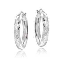 Sterling Silver High Polish Diamond Cut 20 mm Hoop Earrings (3mm) UK