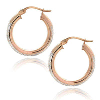 Sterling Silver High Polish Diamond Cut 20 mm Hoop Earrings (3mm) UK