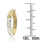 Sterling Silver High Polish Diamond Cut 20 mm Hoop Earrings (3mm) UK