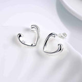 Sterling Silver Hollow Hearts Open-Clasp CZ Studs UK