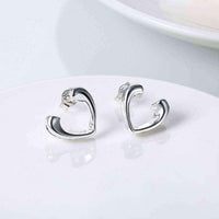 Sterling Silver Hollow Hearts Open-Clasp CZ Studs UK