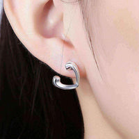 Sterling Silver Hollow Hearts Open-Clasp CZ Studs UK