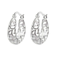 Sterling Silver Large Filigree Flower Hoop Earrings UK