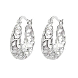 Sterling Silver Large Filigree Flower Hoop Earrings UK