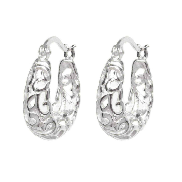 Sterling Silver Large Filigree Flower Hoop Earrings UK