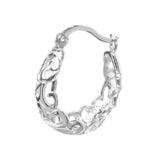 Sterling Silver Large Filigree Flower Hoop Earrings UK