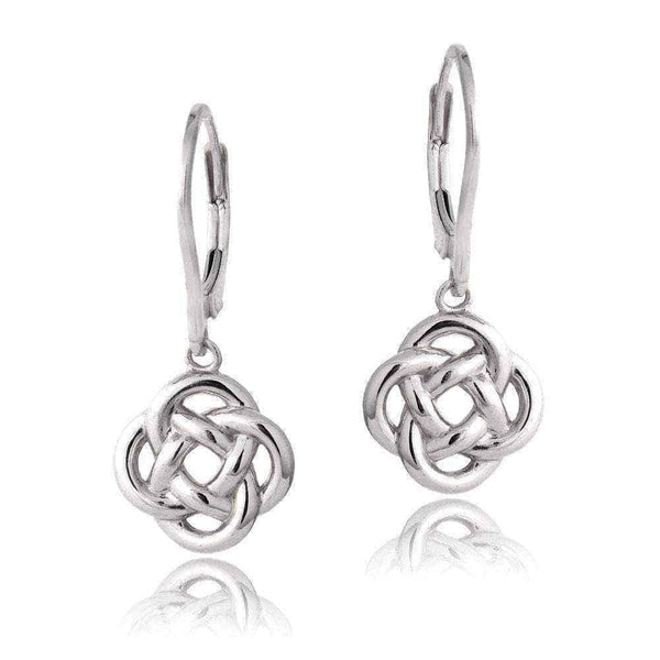 Sterling Silver Love Knot Dangle Leverback Earrings UK