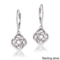 Sterling Silver Love Knot Dangle Leverback Earrings UK