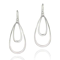 Sterling Silver Oval Geometric Dangle Earrings UK
