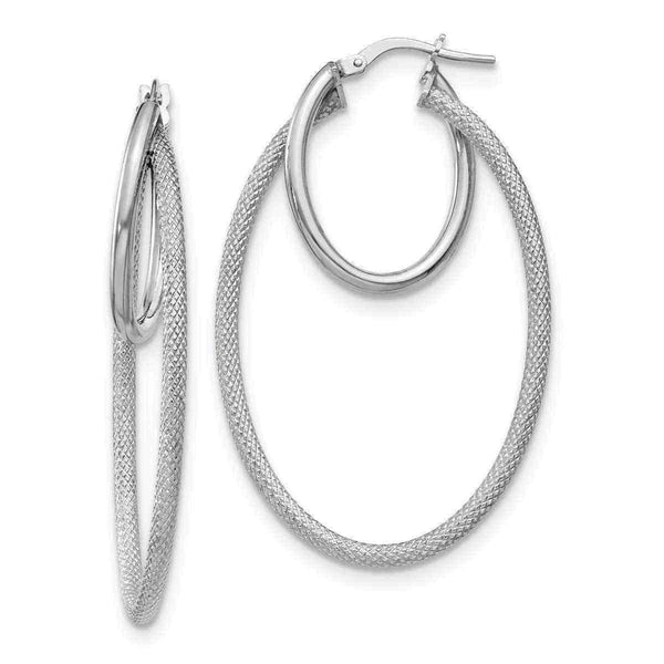 Sterling Silver Polished & Textured Hoop Earrings, By Versil UK