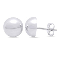 Sterling Silver Polished Half-dome Stud Earrings UK