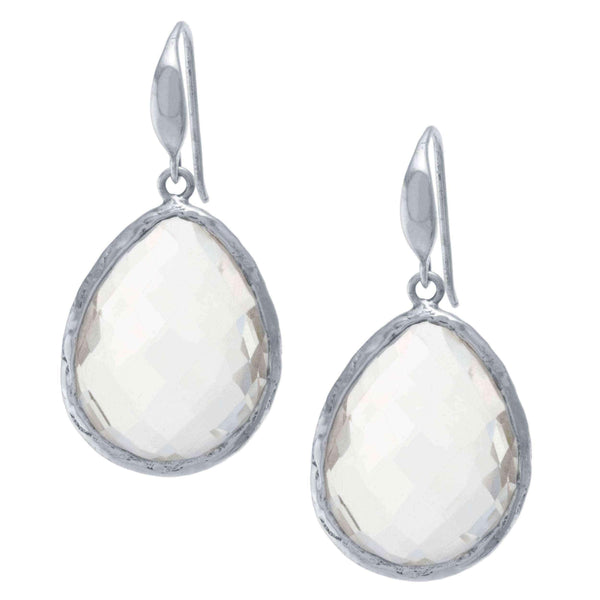 Sterling Silver Rock Crystal Quartz Drop Earrings UK