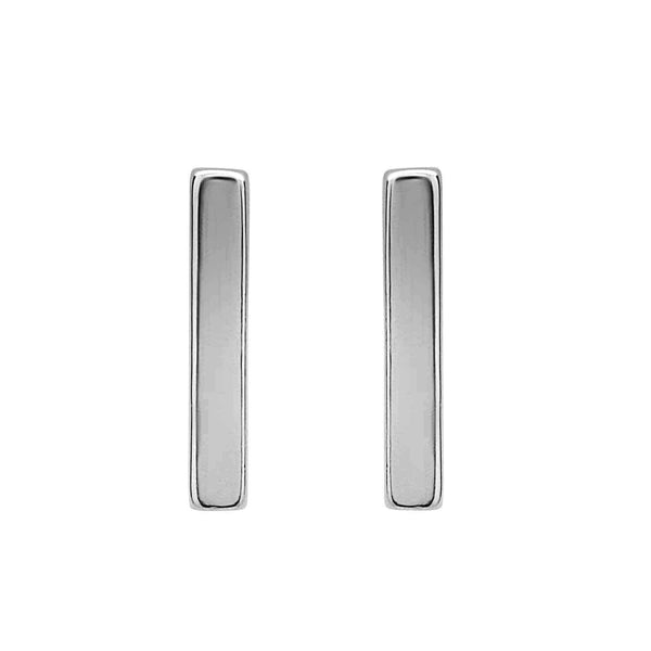 Sterling Silver Small Vertical Bar Stud Earrings UK