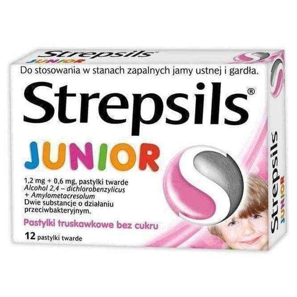 Strepsils JUNIOR x 24 pills strawberry flavor, inflammation in the mouth UK